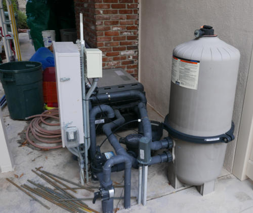 pool filter, pump, heater, & controller